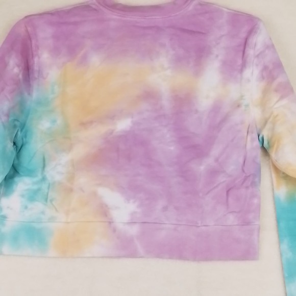 Revolve Samii Ryan Sweatshirt Sz M Cropped Pink Blue Tie Dye Don't Play‎ Me - Picture 6 of 13